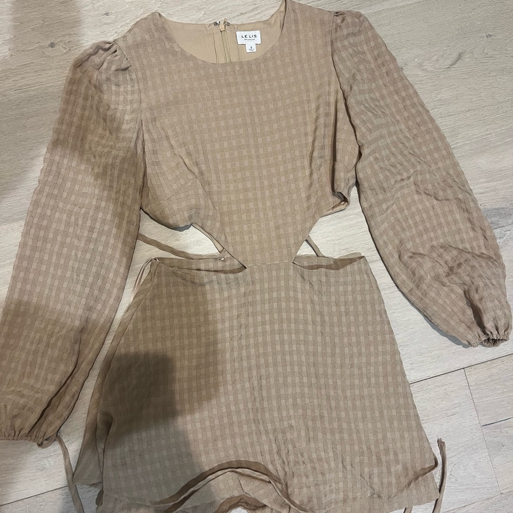 Le Lis Tan Checkered Dress
